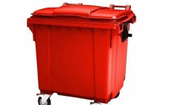 Красный контейнер для мусора: неперерабатываемые отходы и металл